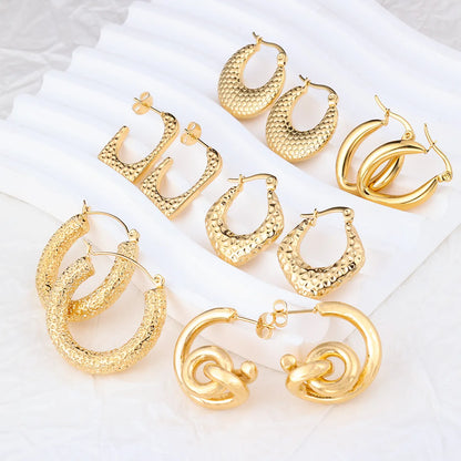 1 Pair IG Style Solid Color Plating Stainless Steel Hoop Earrings