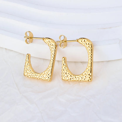 1 Pair IG Style Solid Color Plating Stainless Steel Hoop Earrings