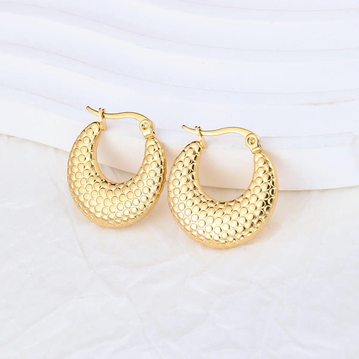 1 Pair IG Style Solid Color Plating Stainless Steel Hoop Earrings