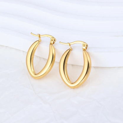 1 Pair IG Style Solid Color Plating Stainless Steel Hoop Earrings