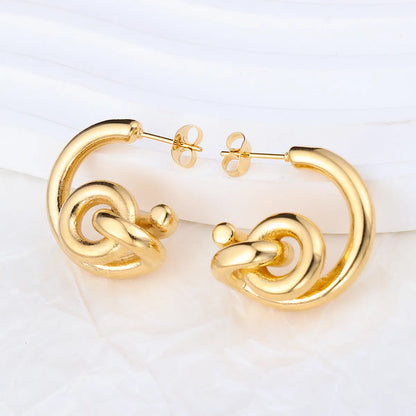 1 Pair IG Style Solid Color Plating Stainless Steel Hoop Earrings