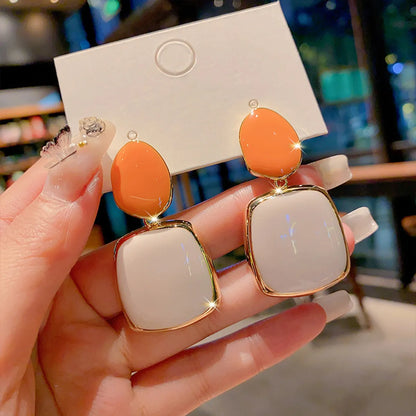 1 Pair Ig Style Square Enamel Plating Alloy Drop Earrings