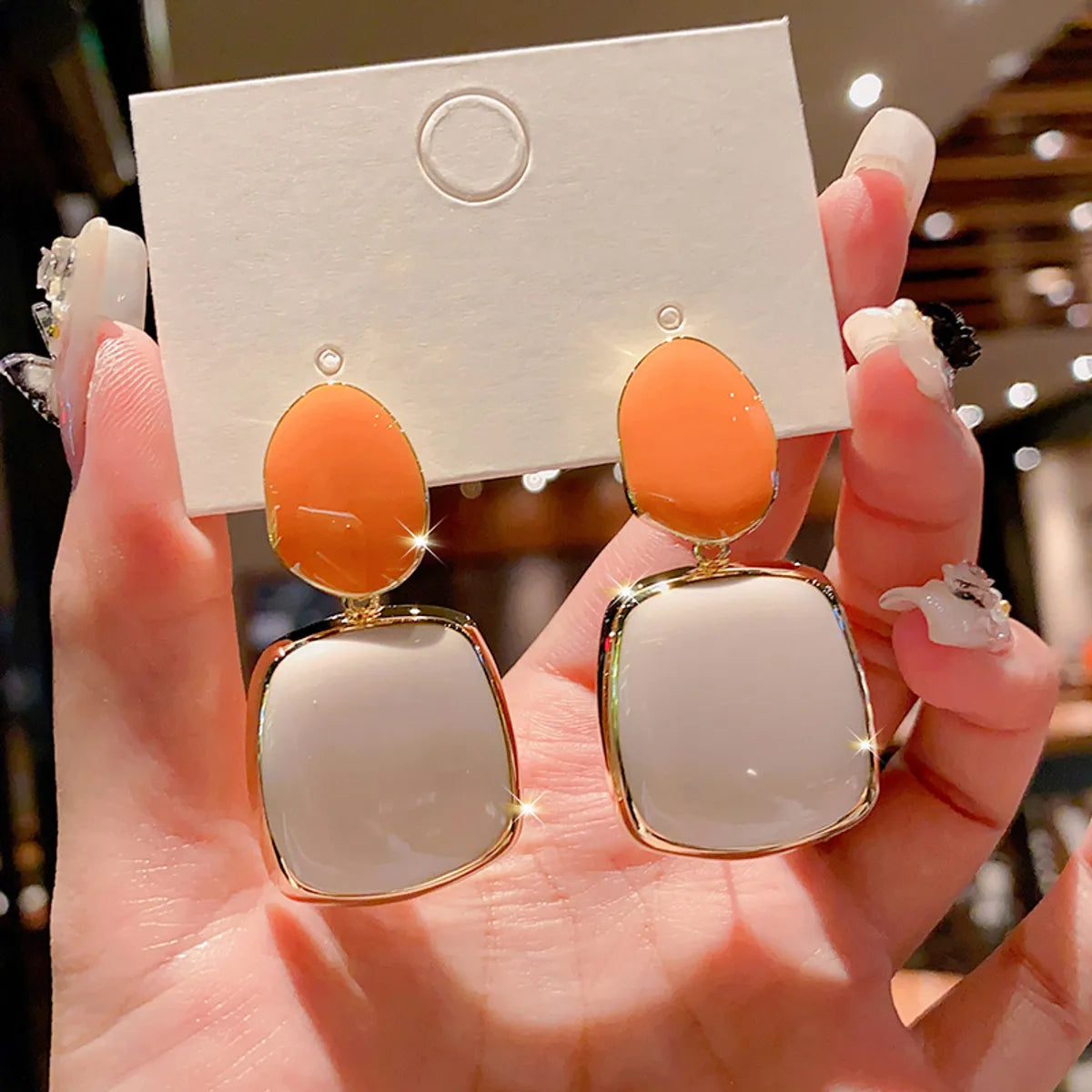 1 Pair Ig Style Square Enamel Plating Alloy Drop Earrings