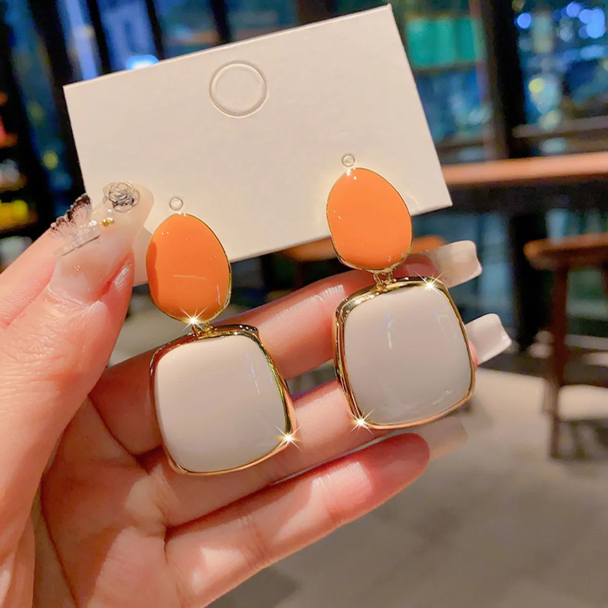 1 Pair Ig Style Square Enamel Plating Alloy Drop Earrings