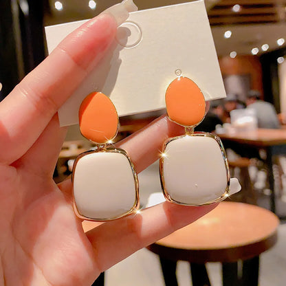 1 Pair Ig Style Square Enamel Plating Alloy Drop Earrings