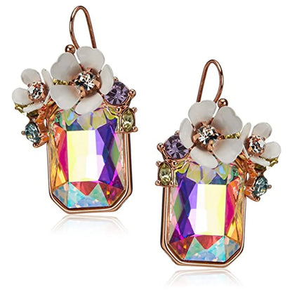 1 Pair Ig Style Square Flower Plating Inlay Alloy Artificial Crystal Drop Earrings