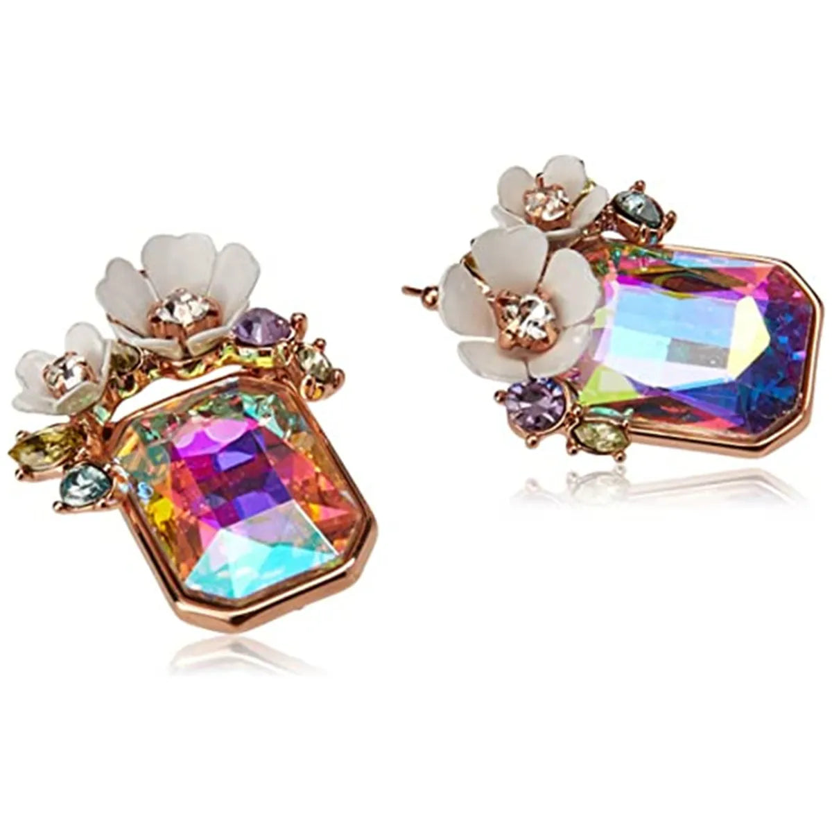 1 Pair Ig Style Square Flower Plating Inlay Alloy Artificial Crystal Drop Earrings