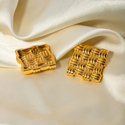 1 Pair IG Style Square Stainless Steel 18K Gold Plated Ear Studs