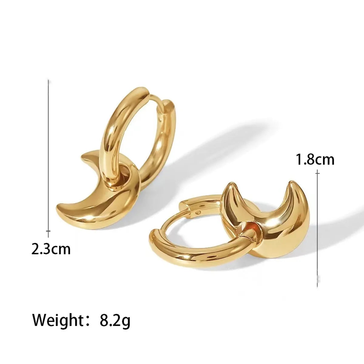 1 Pair Ig Style Star Moon Heart Shape Plating Stainless Steel 18k Gold Plated Earrings