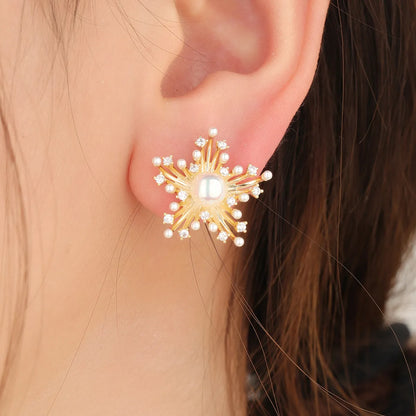 1 Pair Ig Style Star Plating Copper Ear Studs