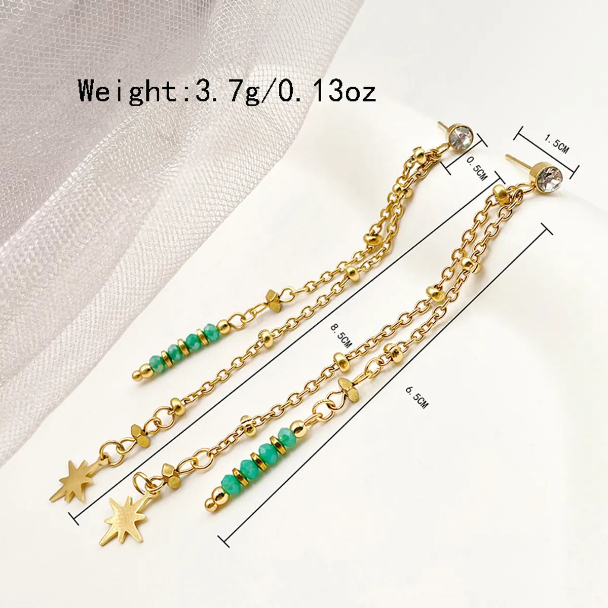 1 Pair Ig Style Star Tassel Plating Inlay Stainless Steel Artificial Crystal Rhinestones Gold Plated Drop Earrings