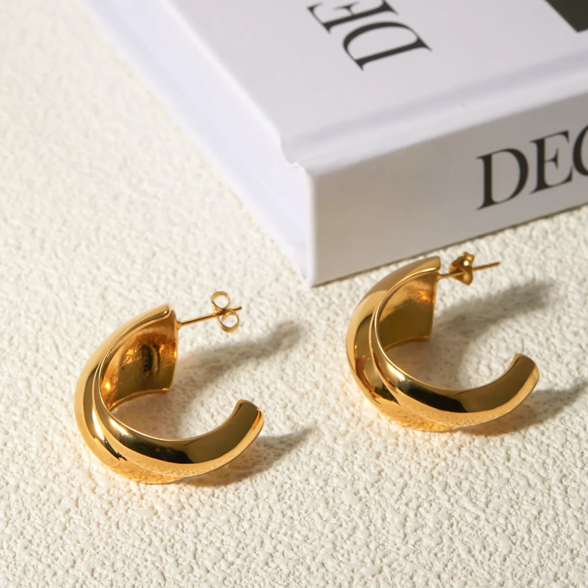 1 Pair IG Style Streetwear C Shape 304 Stainless Steel 18K Gold Plated Ear Studs