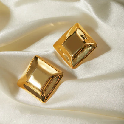 1 Pair IG Style Streetwear Square Stainless Steel 18K Gold Plated Ear Studs