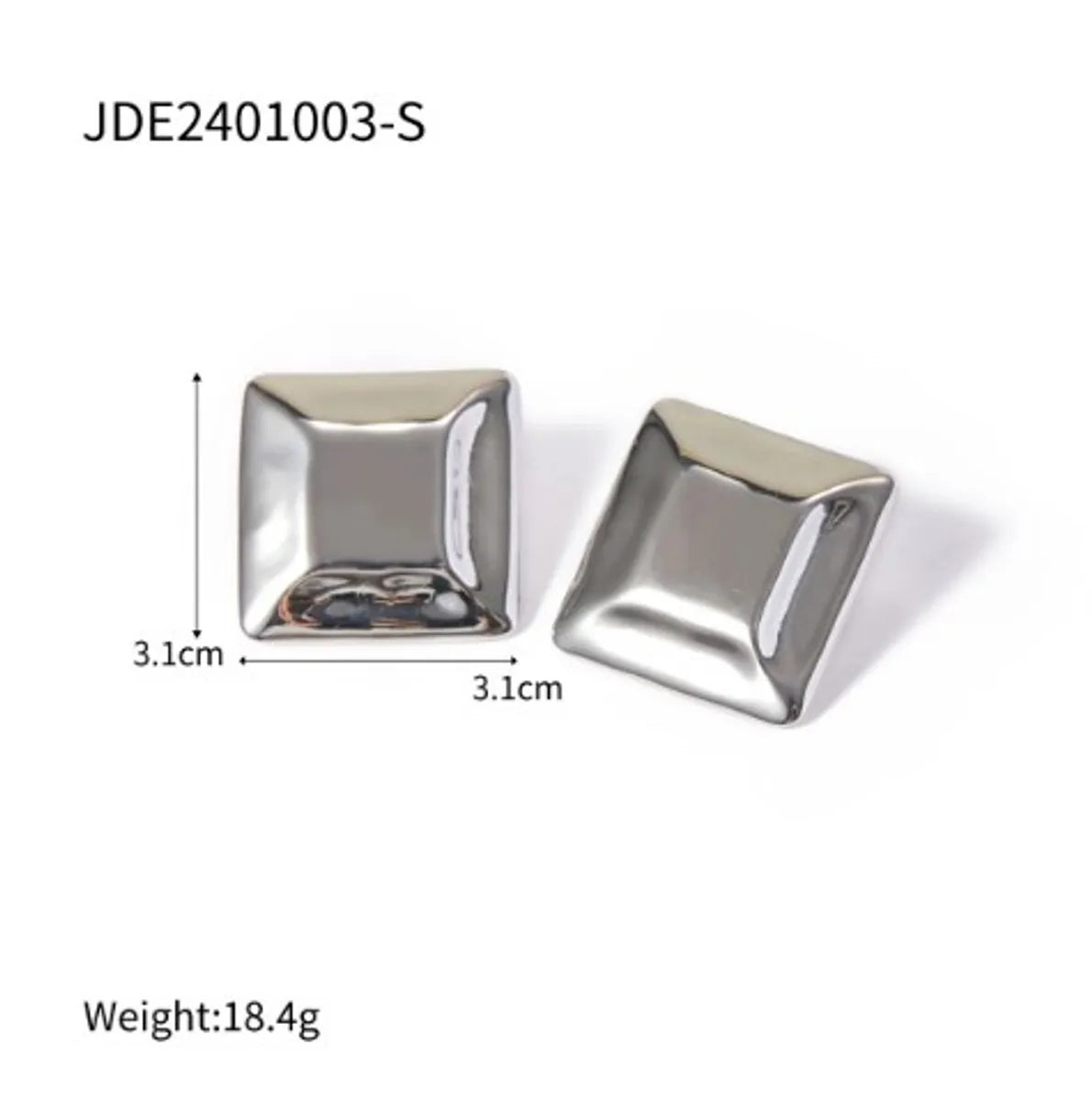 1 Pair IG Style Streetwear Square Stainless Steel 18K Gold Plated Ear Studs