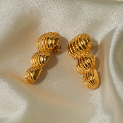 1 Pair Ig Style Stripe Stainless Steel 18k Gold Plated Ear Studs