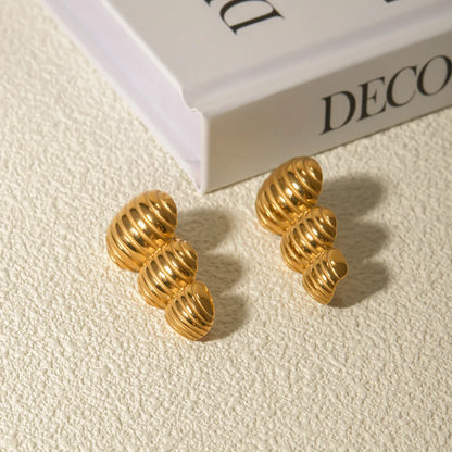 1 Pair Ig Style Stripe Stainless Steel 18k Gold Plated Ear Studs