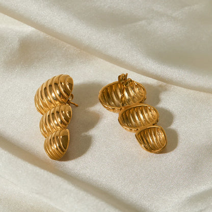 1 Pair Ig Style Stripe Stainless Steel 18k Gold Plated Ear Studs