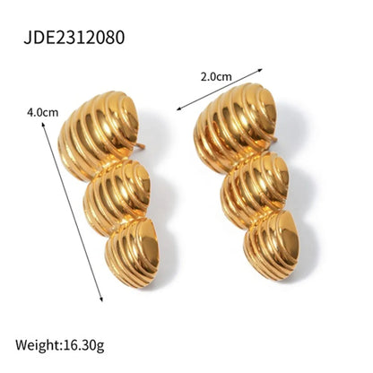 1 Pair Ig Style Stripe Stainless Steel 18k Gold Plated Ear Studs