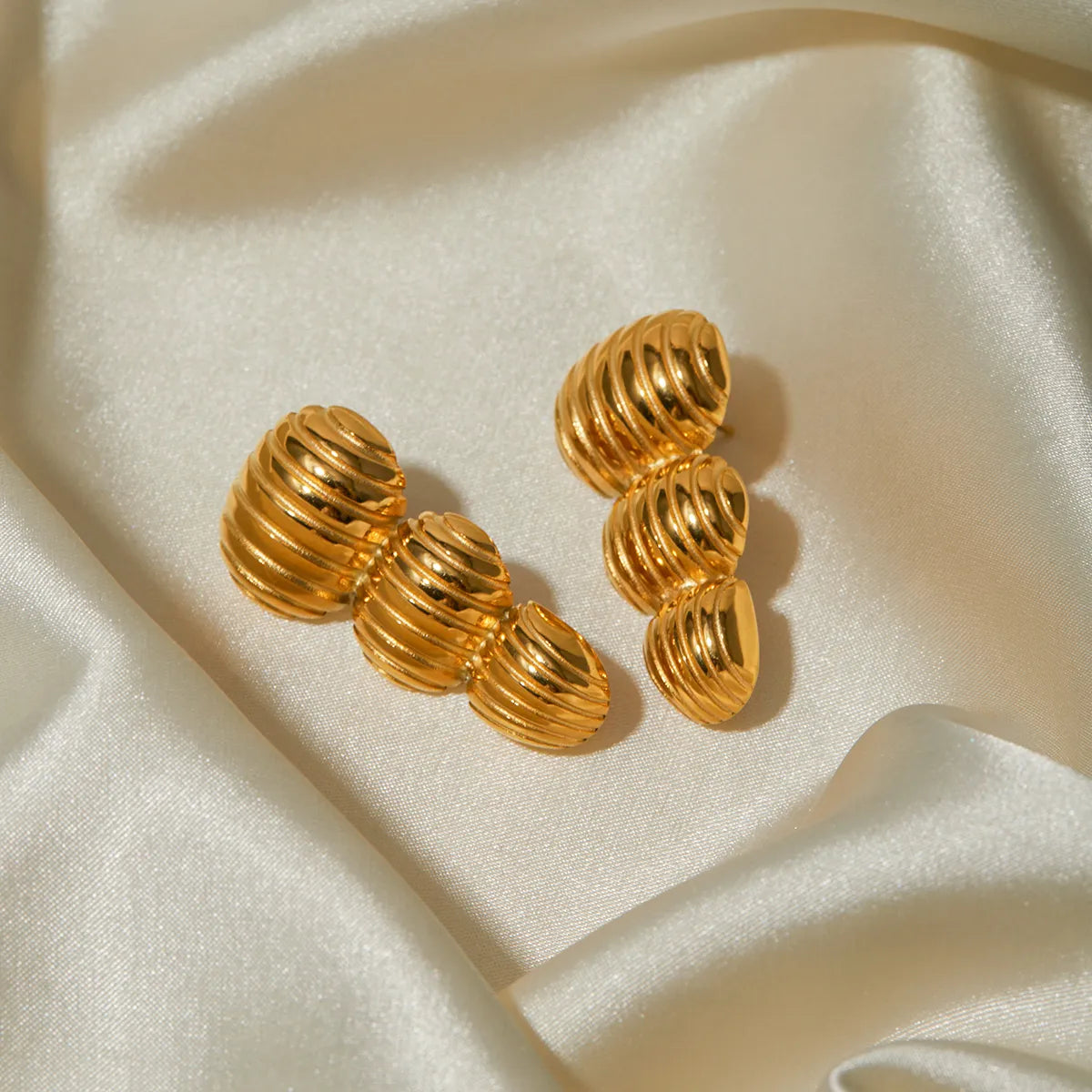 1 Pair Ig Style Stripe Stainless Steel 18k Gold Plated Ear Studs