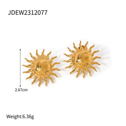 1 Pair IG Style Sun Plating Stainless Steel Ear Studs