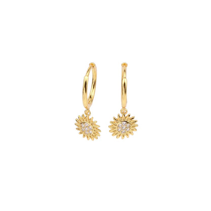 1 Pair Ig Style Sunflower Plating Inlay Sterling Silver Zircon White Gold Plated Gold Plated Earrings