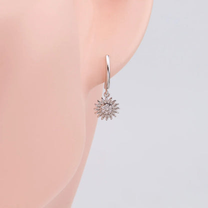 1 Pair Ig Style Sunflower Plating Inlay Sterling Silver Zircon White Gold Plated Gold Plated Earrings