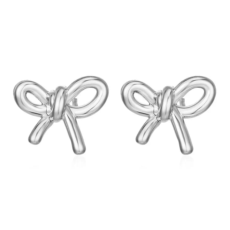 1 Pair IG Style Sweet Bow Knot 304 Stainless Steel 18K Gold Plated Ear Studs