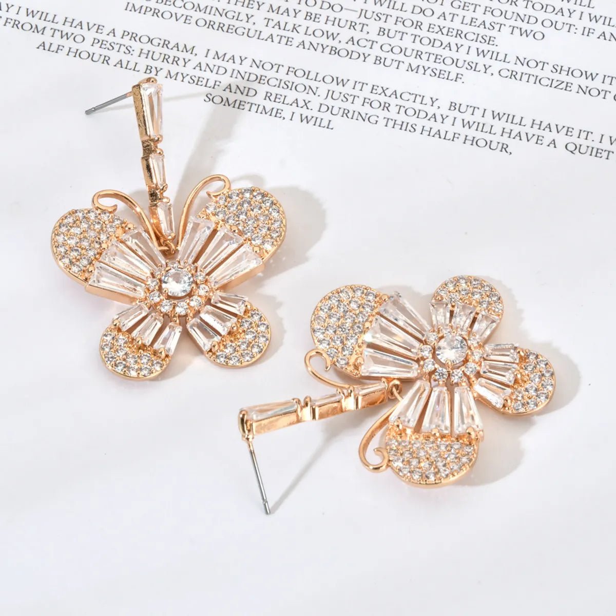 1 Pair Ig Style Sweet Butterfly Plating Inlay Copper Zircon 18k Gold Plated Drop Earrings