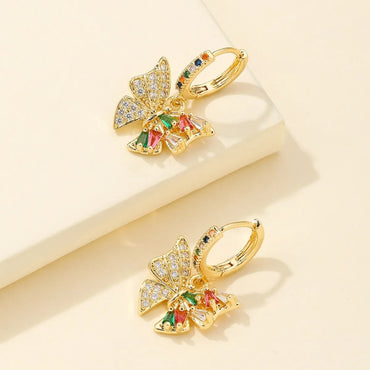 1 Pair Ig Style Sweet Butterfly Plating Inlay Copper Zircon Gold Plated Drop Earrings