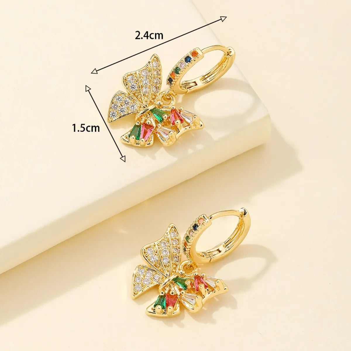 1 Pair Ig Style Sweet Butterfly Plating Inlay Copper Zircon Gold Plated Drop Earrings