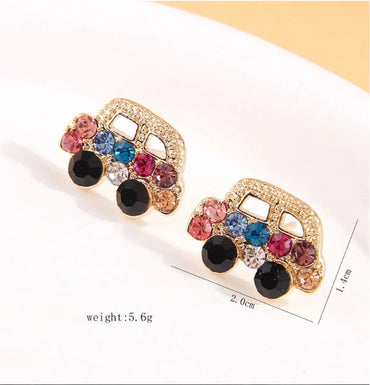 1 Pair IG Style Sweet Car Inlay Alloy Rhinestones Ear Studs