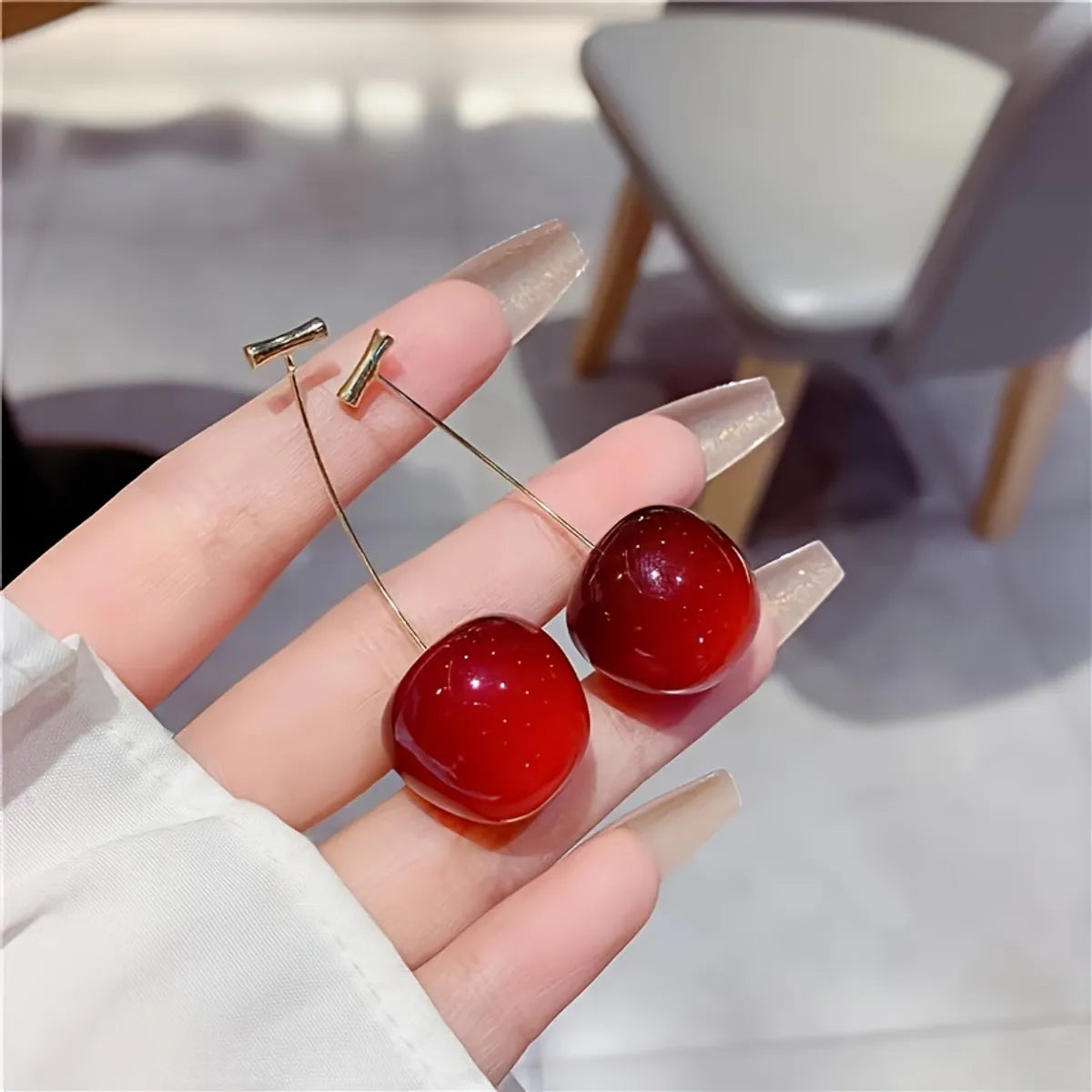 1 Pair IG Style Sweet Cherry Arylic Drop Earrings