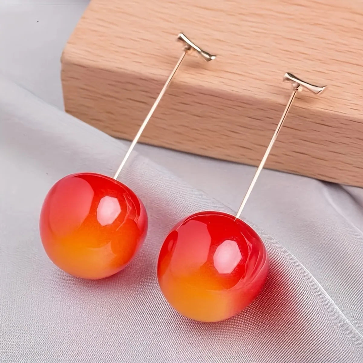 1 Pair IG Style Sweet Cherry Arylic Drop Earrings