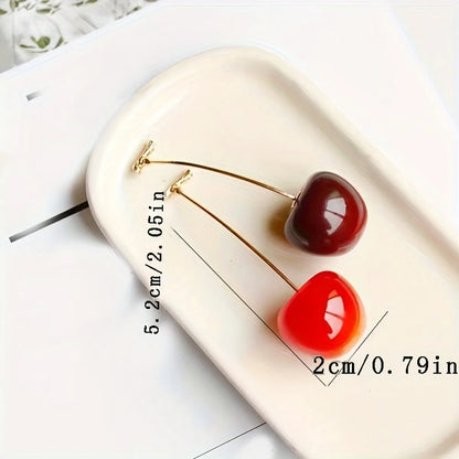 1 Pair IG Style Sweet Cherry Arylic Drop Earrings