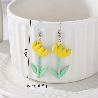 1 Pair IG Style Sweet Flower Alloy Drop Earrings