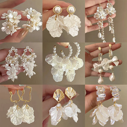 1 Pair IG Style Sweet Flower Bow Knot Inlay Alloy Artificial Pearls Rhinestones Ear Studs