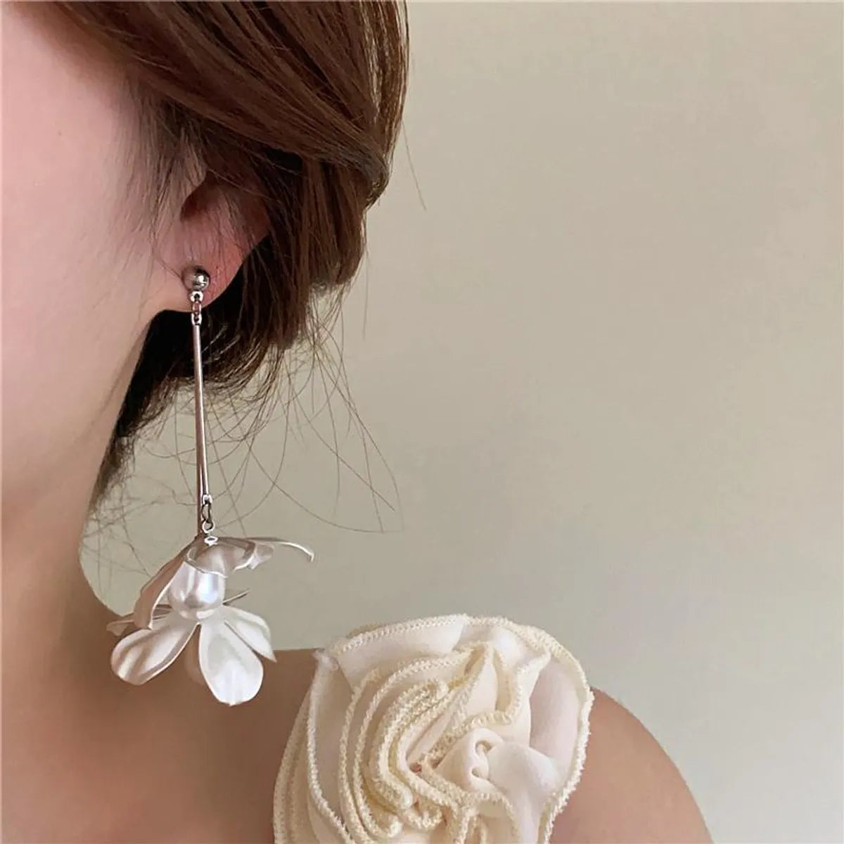 1 Pair Ig Style Sweet Flower Plating Inlay Copper Pearl Drop Earrings