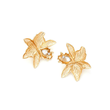 1 Pair IG Style Sweet Flower Plating Inlay Zinc Alloy Rhinestones Ear Studs