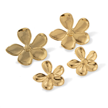 1 Pair IG Style Sweet Flower Titanium Steel Gold Plated Ear Studs