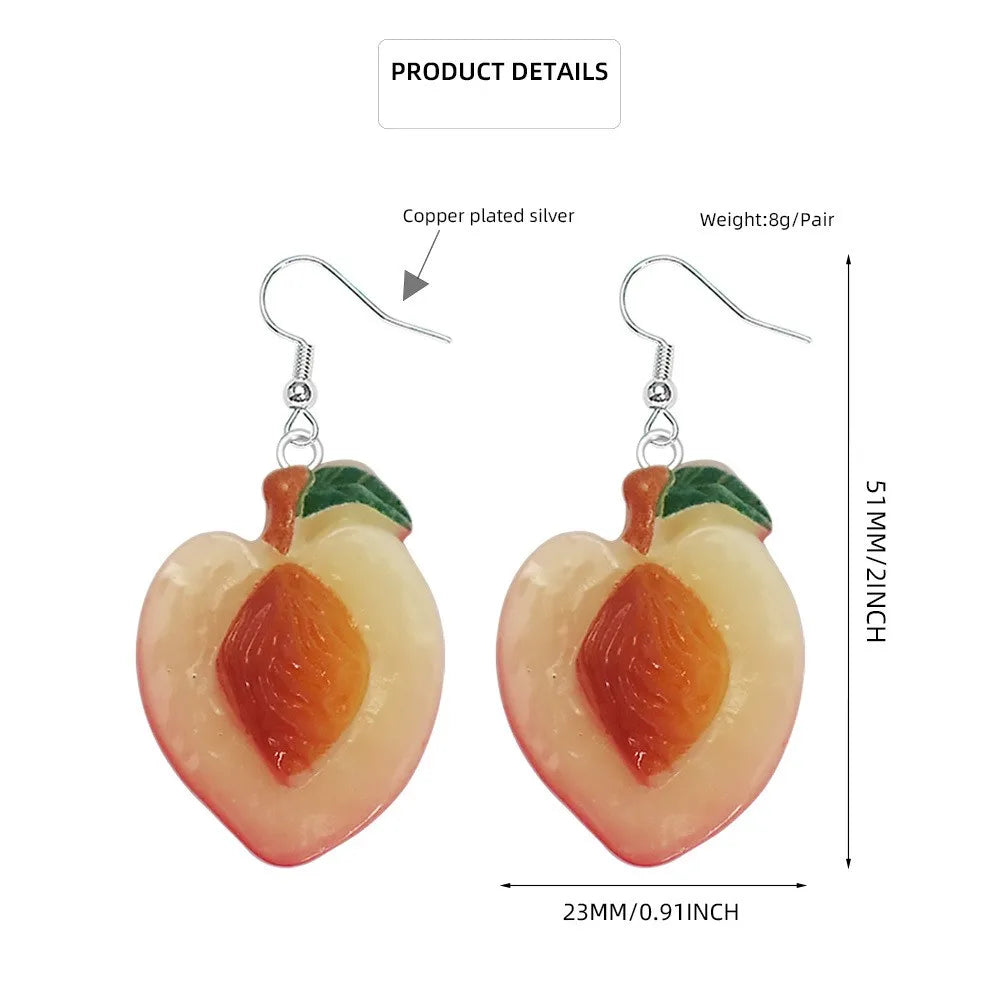 1 Pair IG Style Sweet Fruit Plastic Resin Silver Plated Drop Earrings