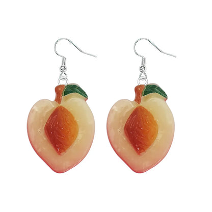 1 Pair IG Style Sweet Fruit Plastic Resin Silver Plated Drop Earrings