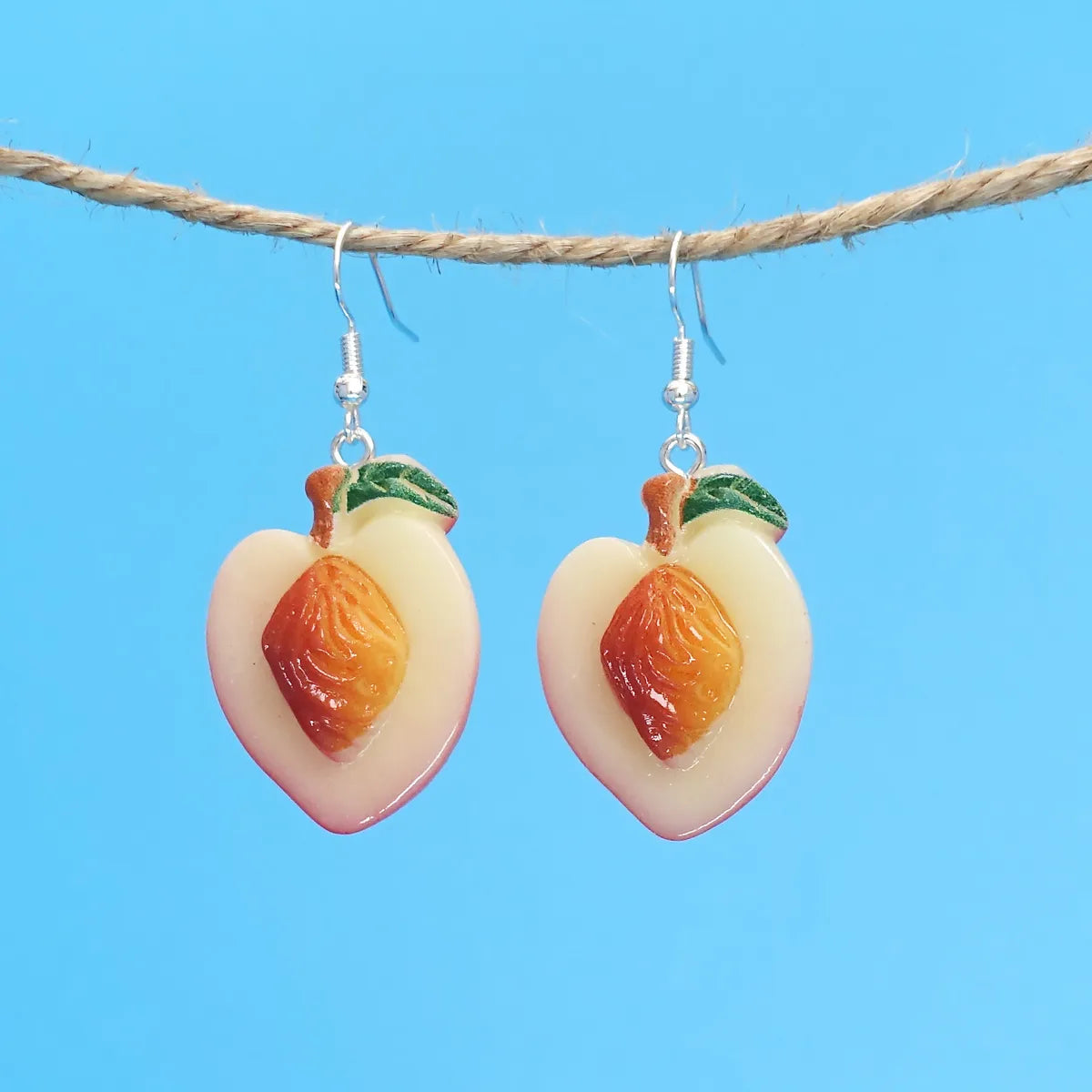 1 Pair IG Style Sweet Fruit Plastic Resin Silver Plated Drop Earrings