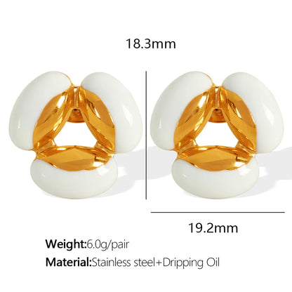 1 Pair IG Style Sweet Geometric Epoxy Titanium Steel 18K Gold Plated Ear Studs