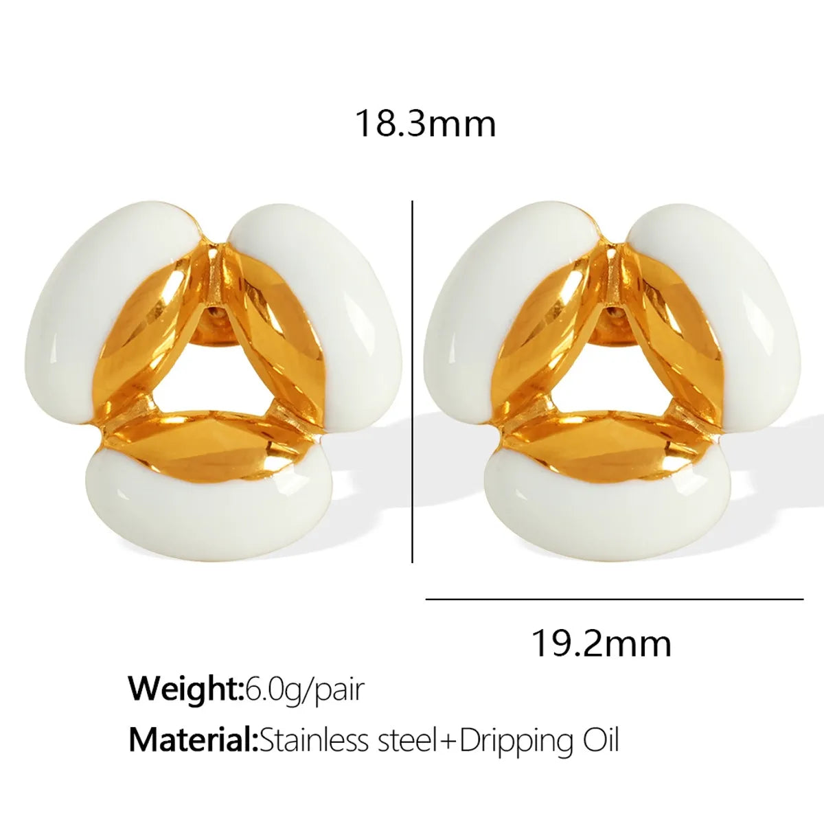 1 Pair IG Style Sweet Geometric Epoxy Titanium Steel 18K Gold Plated Ear Studs