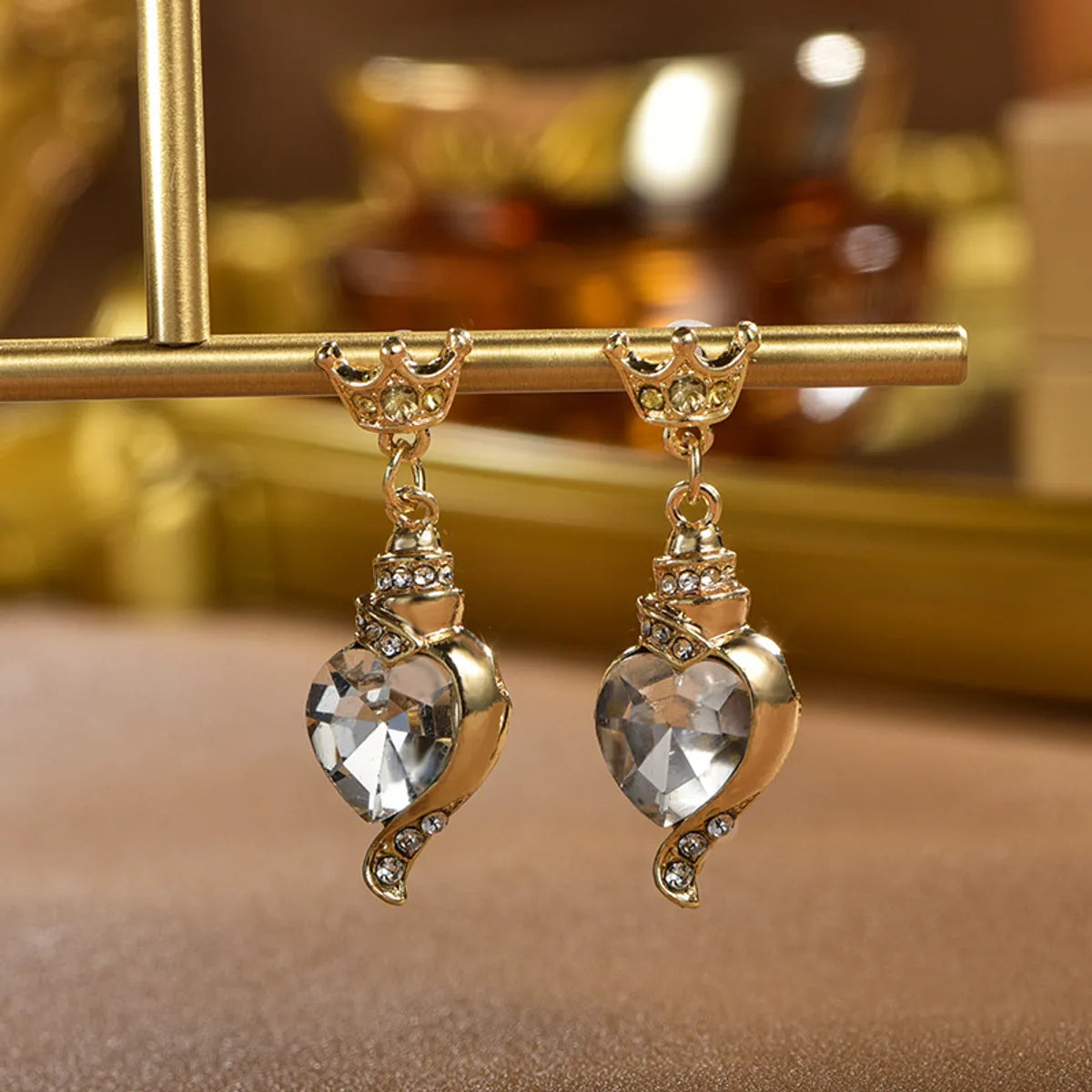 1 Pair IG Style Sweet Geometric Flower Inlay Alloy Titanium Steel Rhinestones Pearl Drop Earrings