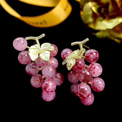 1 Pair Ig Style Sweet Grape Plating Resin Copper Ear Studs