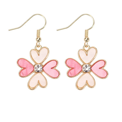 1 Pair IG Style Sweet Heart Shape Enamel Inlay Alloy Rhinestones Pearl Drop Earrings