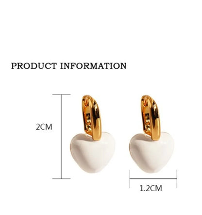 1 Pair IG Style Sweet Heart Shape Enamel Plating Brass 18K Gold Plated Drop Earrings