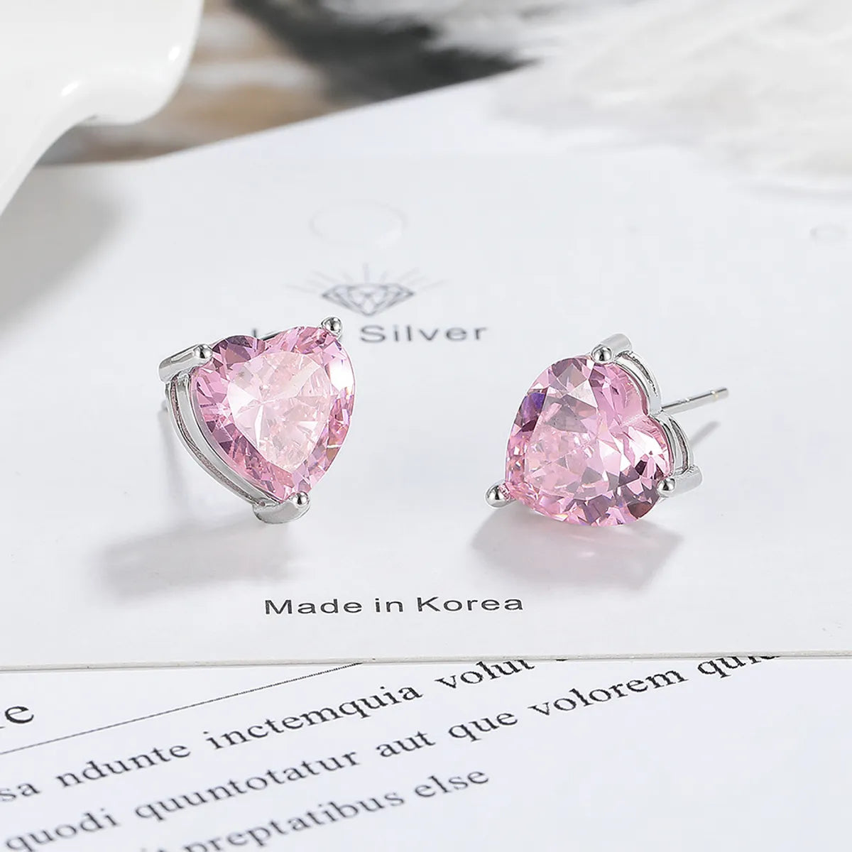 1 Pair IG Style Sweet Heart Shape Inlay Copper Zircon Rose Gold Plated White Gold Plated Ear Studs