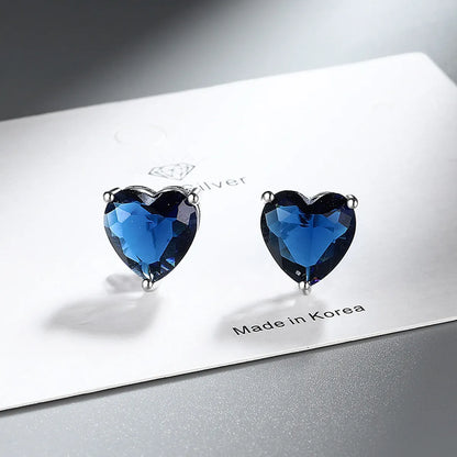 1 Pair IG Style Sweet Heart Shape Inlay Copper Zircon Rose Gold Plated White Gold Plated Ear Studs